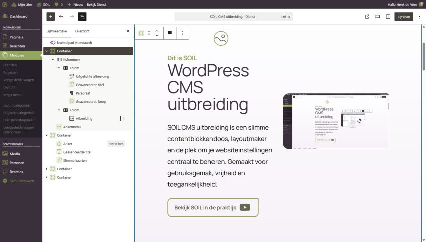 Screenshot Soil Cms Uitbreiding